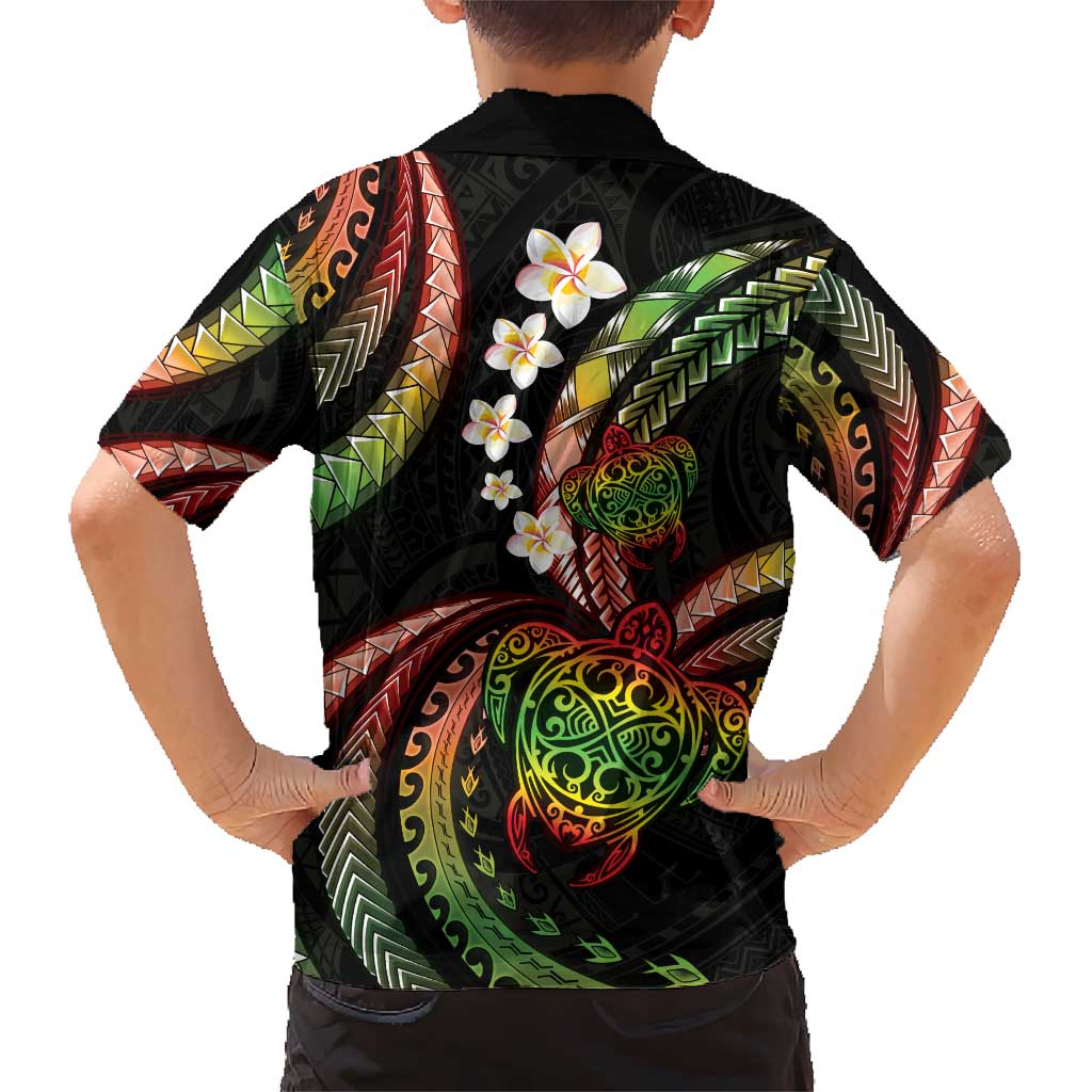 Hawaii Turtles Plumeria Kid Hawaiian Shirt Reggae Polynesian Pattern LT01 - Polynesian Pride