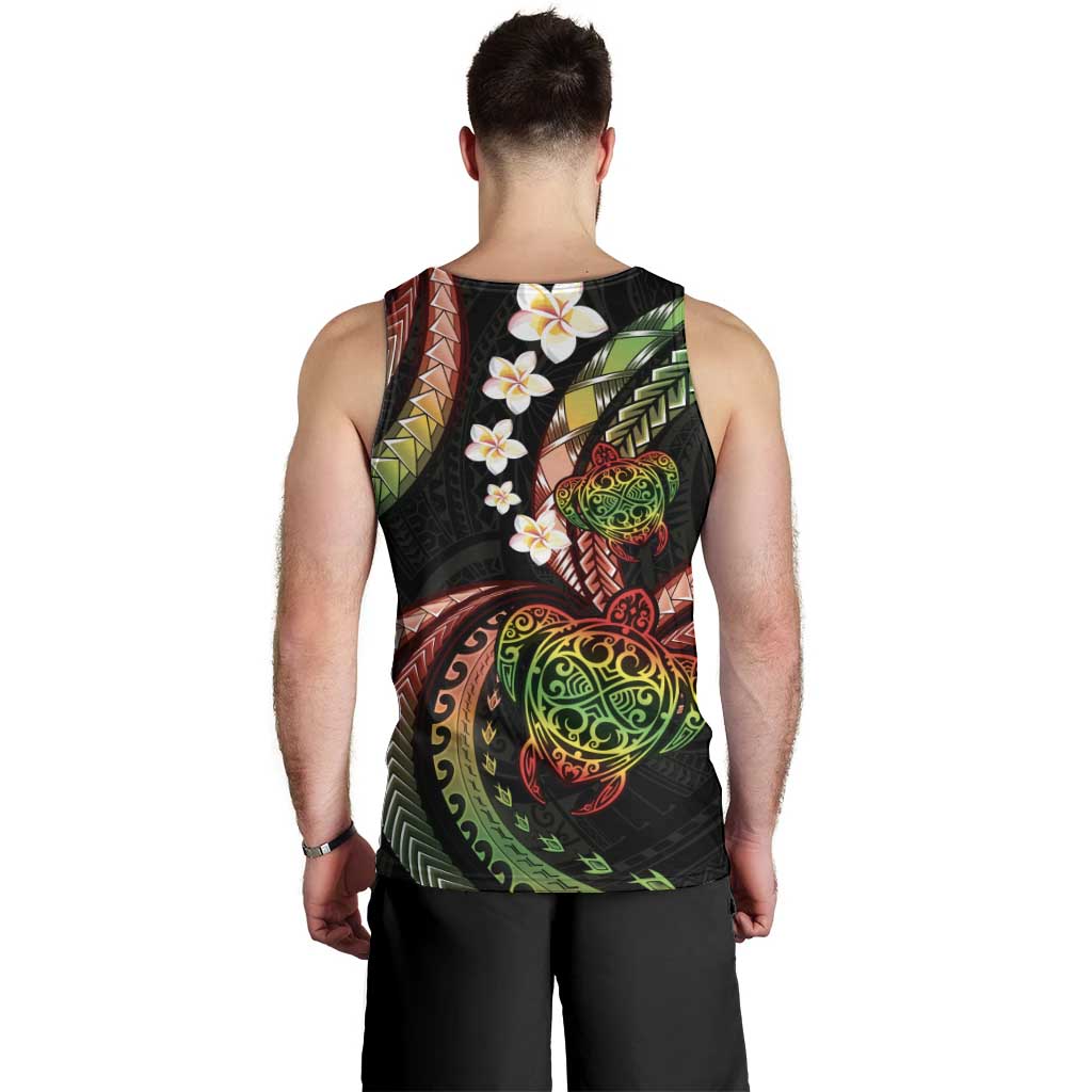 Hawaii Turtles Plumeria Men Tank Top Reggae Polynesian Pattern LT01 - Polynesian Pride