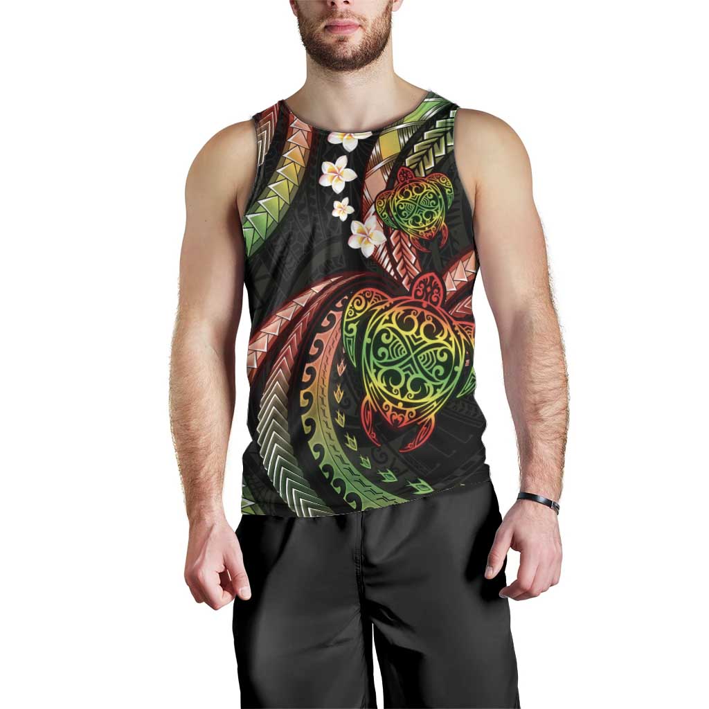 Hawaii Turtles Plumeria Men Tank Top Reggae Polynesian Pattern LT01 - Polynesian Pride
