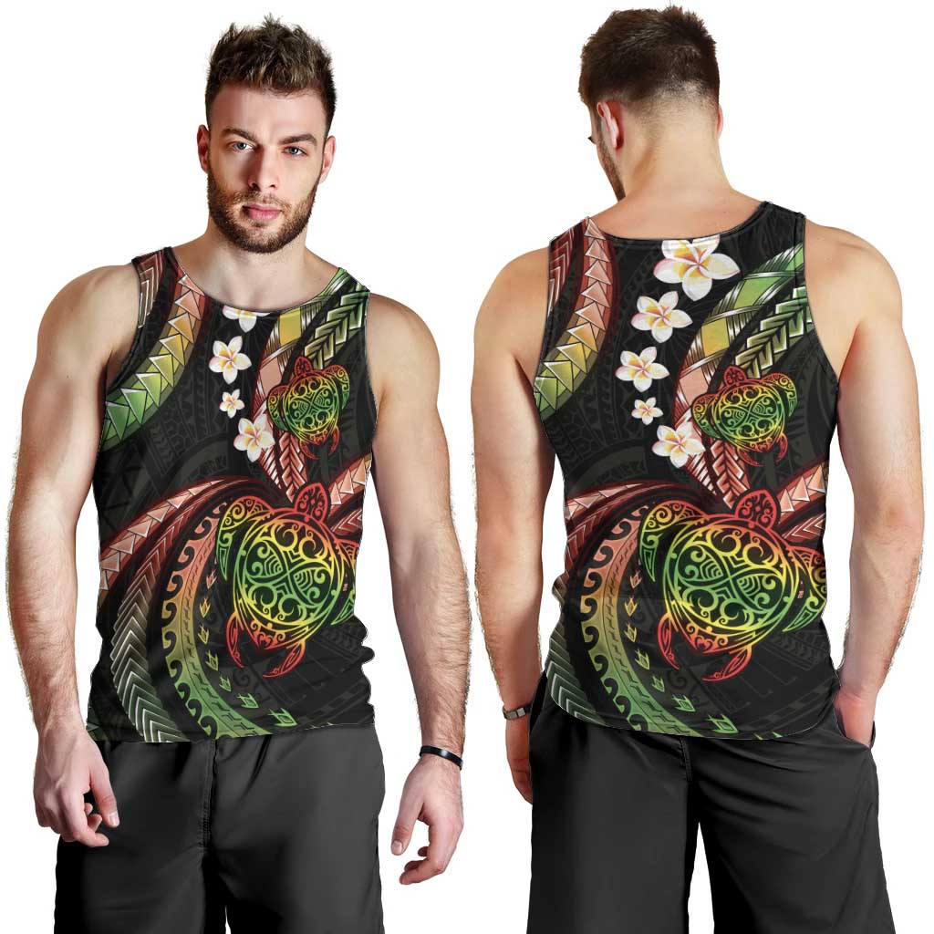 Hawaii Turtles Plumeria Men Tank Top Reggae Polynesian Pattern LT01 - Polynesian Pride