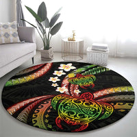 Hawaii Turtles Plumeria Round Carpet Reggae Polynesian Pattern