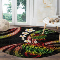 Hawaii Turtles Plumeria Round Carpet Reggae Polynesian Pattern