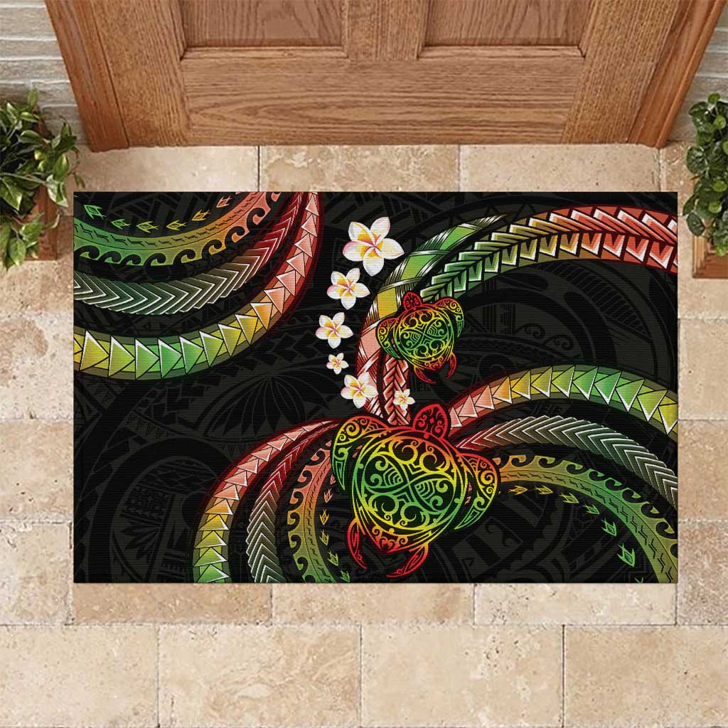 Hawaii Turtles Plumeria Rubber Doormat Reggae Polynesian Pattern LT01 Reggae - Polynesian Pride