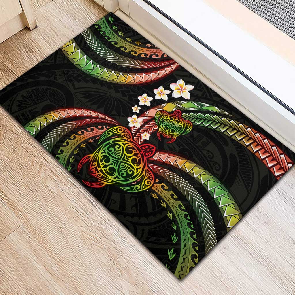 Hawaii Turtles Plumeria Rubber Doormat Reggae Polynesian Pattern LT01 - Polynesian Pride