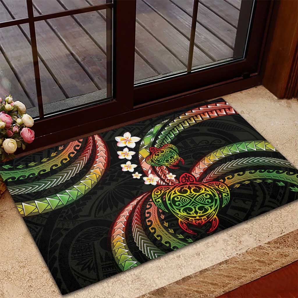 Hawaii Turtles Plumeria Rubber Doormat Reggae Polynesian Pattern LT01 - Polynesian Pride