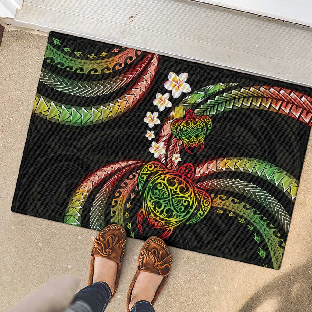 Hawaii Turtles Plumeria Rubber Doormat Reggae Polynesian Pattern LT01 - Polynesian Pride