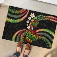 Hawaii Turtles Plumeria Rubber Doormat Reggae Polynesian Pattern LT01 - Polynesian Pride