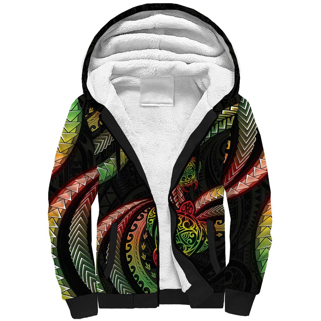Hawaii Turtles Plumeria Sherpa Hoodie Reggae Polynesian Pattern LT01 Unisex Reggae - Polynesian Pride
