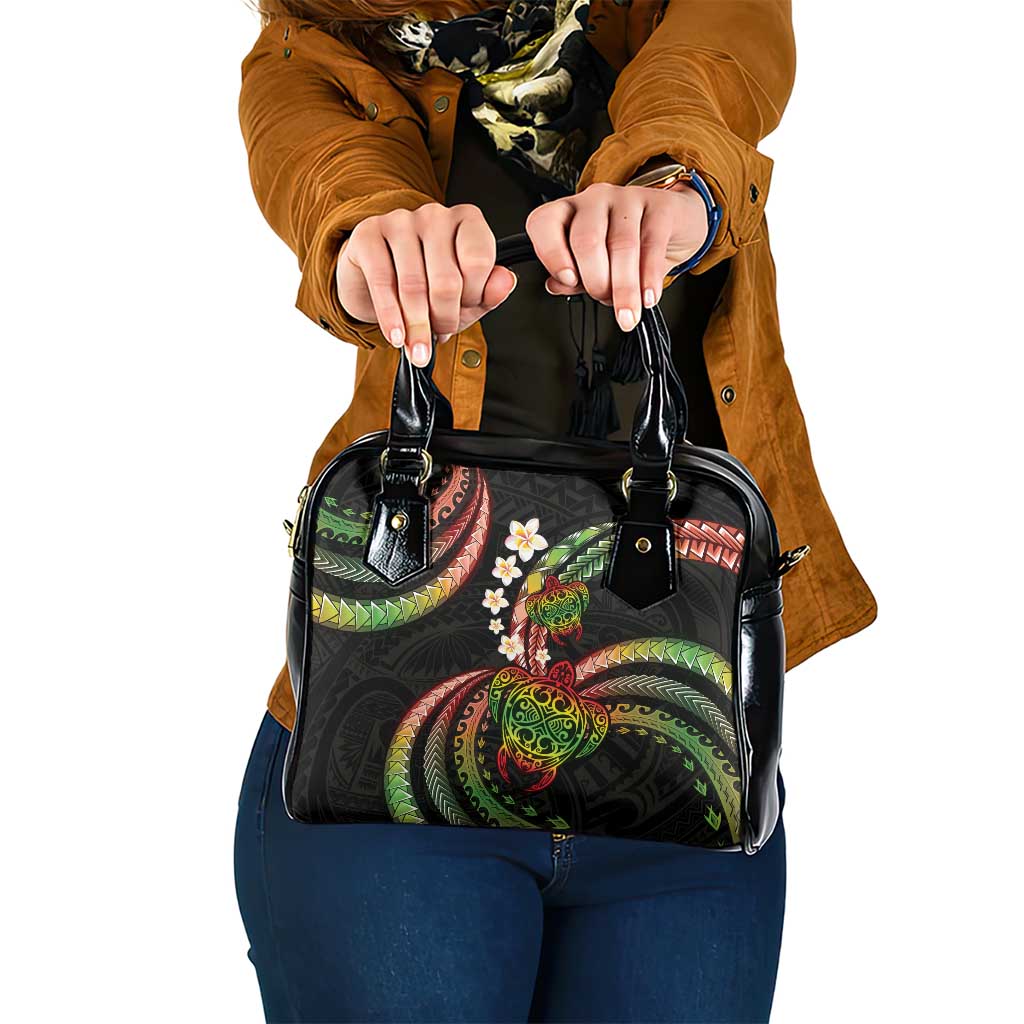 Hawaii Turtles Plumeria Shoulder Handbag Reggae Polynesian Pattern