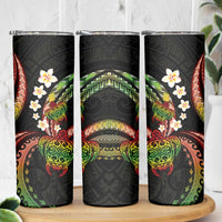 Hawaii Turtles Plumeria Skinny Tumbler Reggae Polynesian Pattern