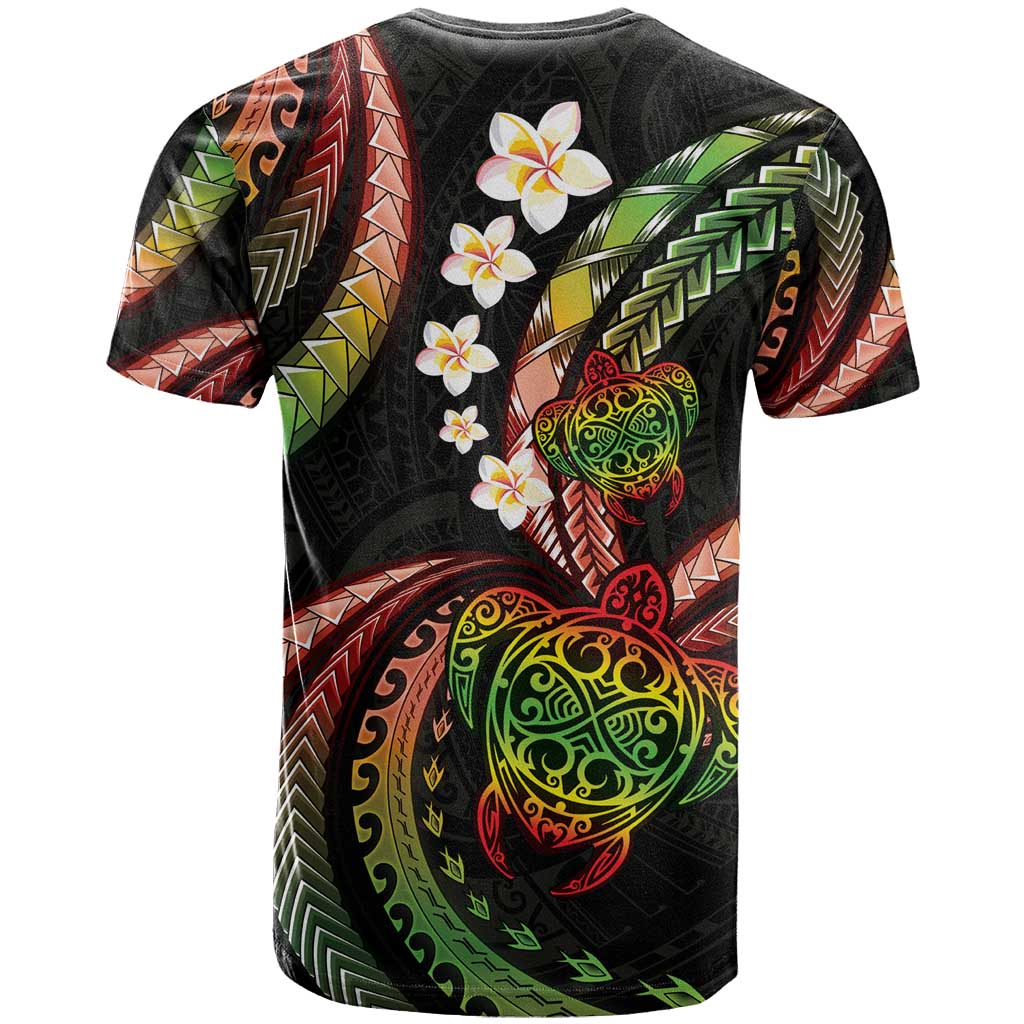 Hawaii Turtles Plumeria T Shirt Reggae Polynesian Pattern