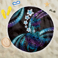 Hawaii Turtles Plumeria Beach Blanket Amethyst Gradient Polynesian Pattern LT01 One Size 150cm Purple - Polynesian Pride