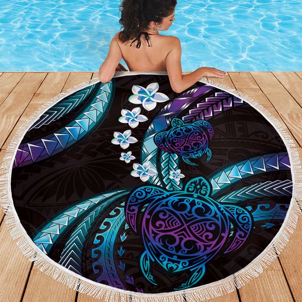 Hawaii Turtles Plumeria Beach Blanket Amethyst Gradient Polynesian Pattern LT01 - Polynesian Pride