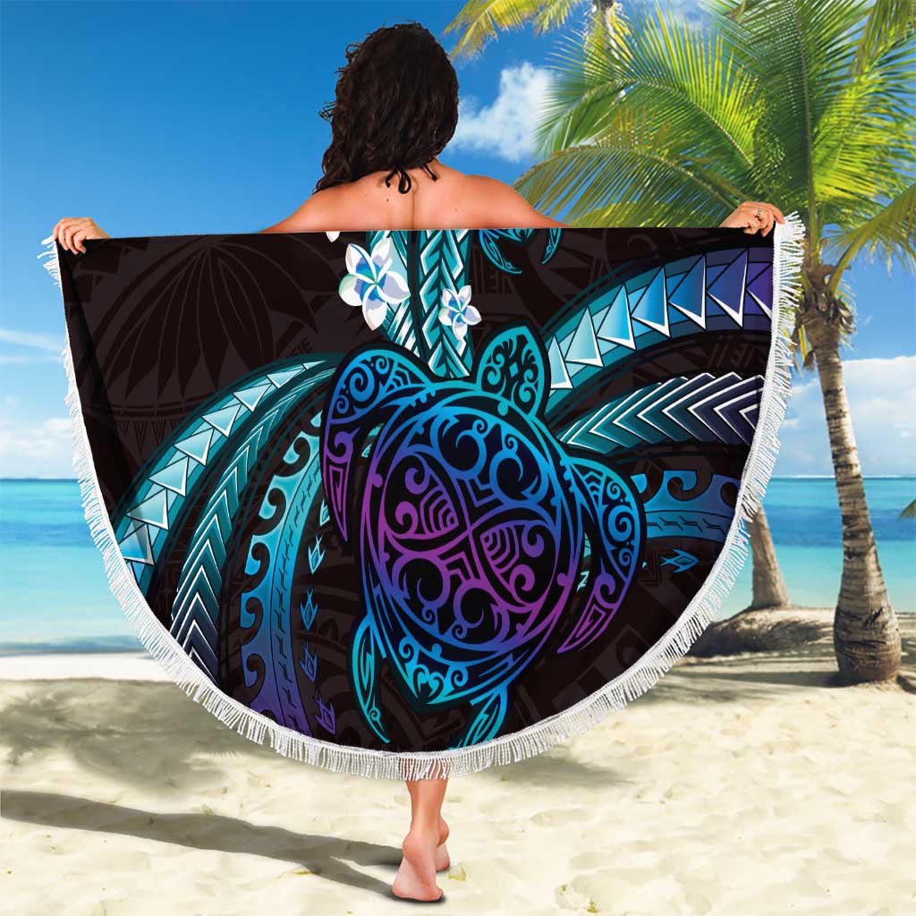 Hawaii Turtles Plumeria Beach Blanket Amethyst Gradient Polynesian Pattern LT01 - Polynesian Pride