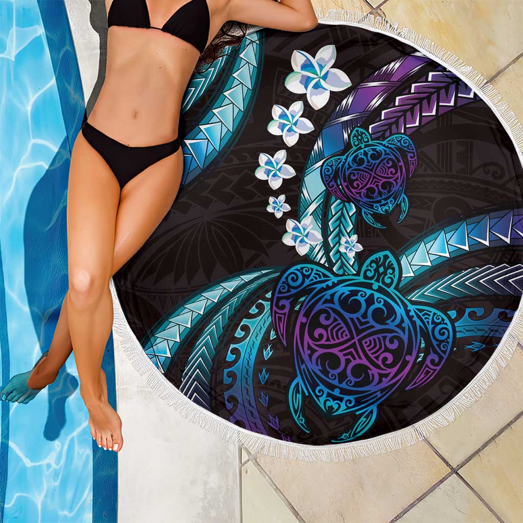 Hawaii Turtles Plumeria Beach Blanket Amethyst Gradient Polynesian Pattern LT01 - Polynesian Pride