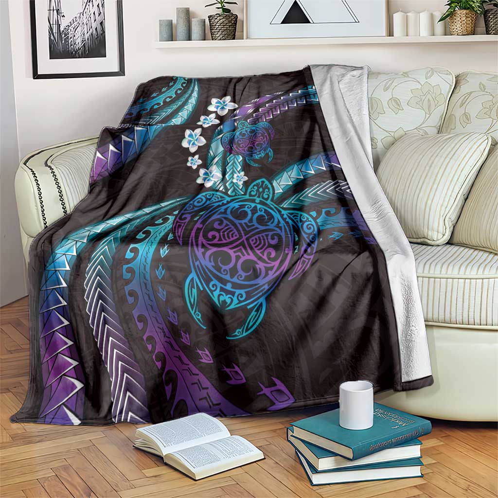 Hawaii Turtles Plumeria Blanket Amethyst Gradient Polynesian Pattern LT01 Purple - Polynesian Pride