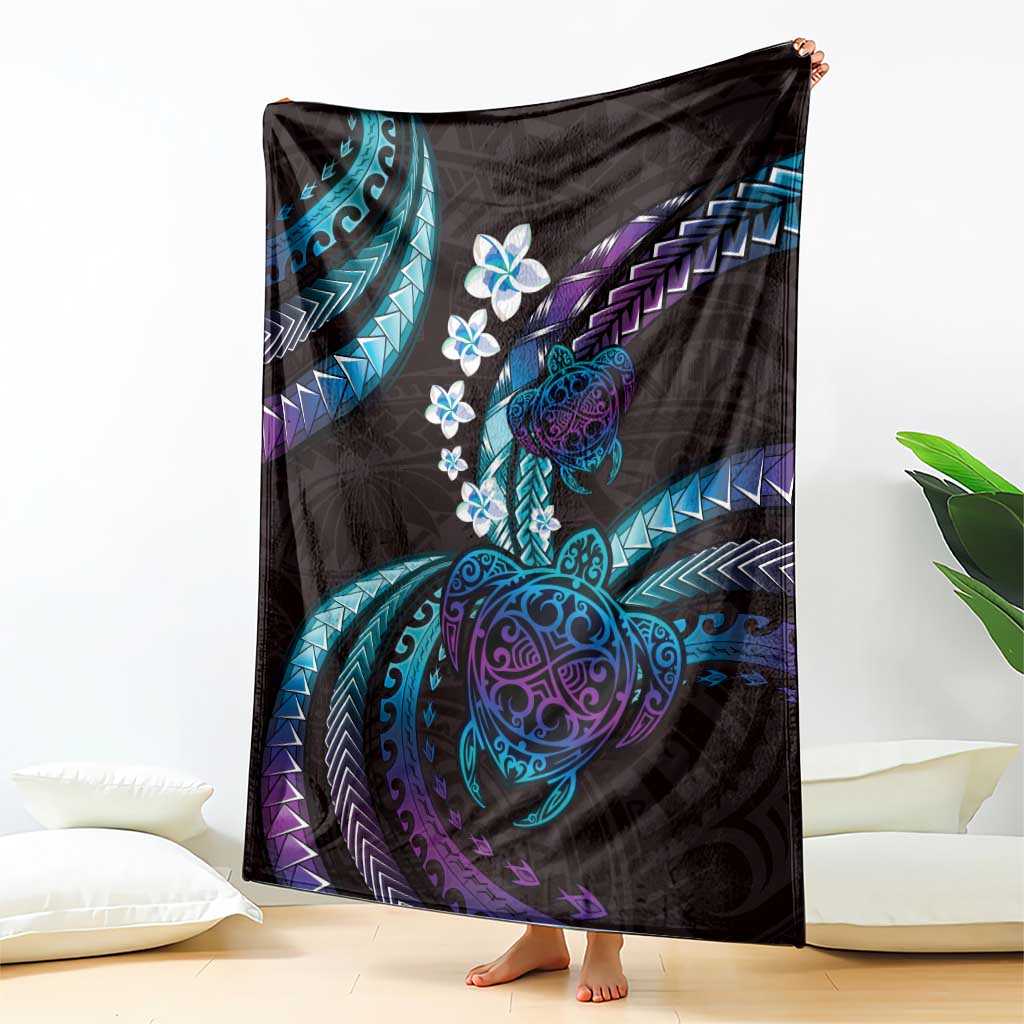 Hawaii Turtles Plumeria Blanket Amethyst Gradient Polynesian Pattern LT01 - Polynesian Pride