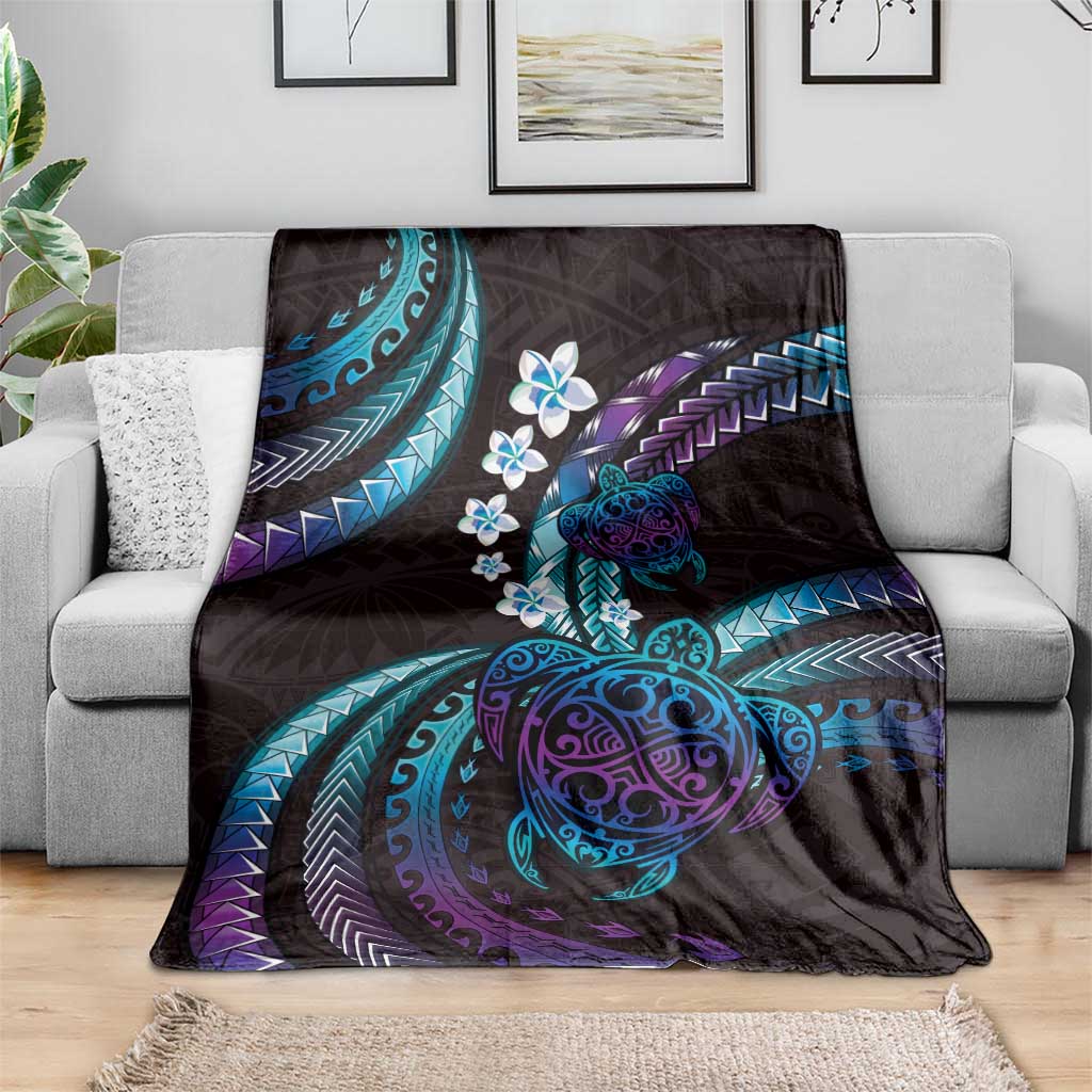 Hawaii Turtles Plumeria Blanket Amethyst Gradient Polynesian Pattern LT01 - Polynesian Pride
