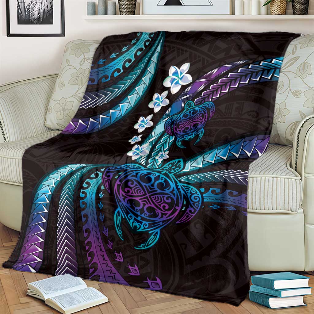 Hawaii Turtles Plumeria Blanket Amethyst Gradient Polynesian Pattern LT01 - Polynesian Pride