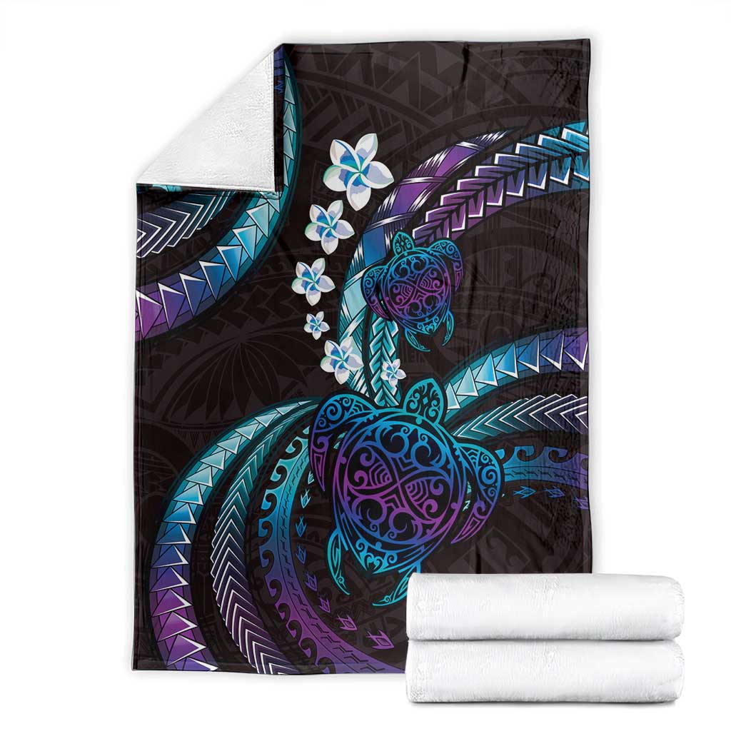 Hawaii Turtles Plumeria Blanket Amethyst Gradient Polynesian Pattern LT01 - Polynesian Pride