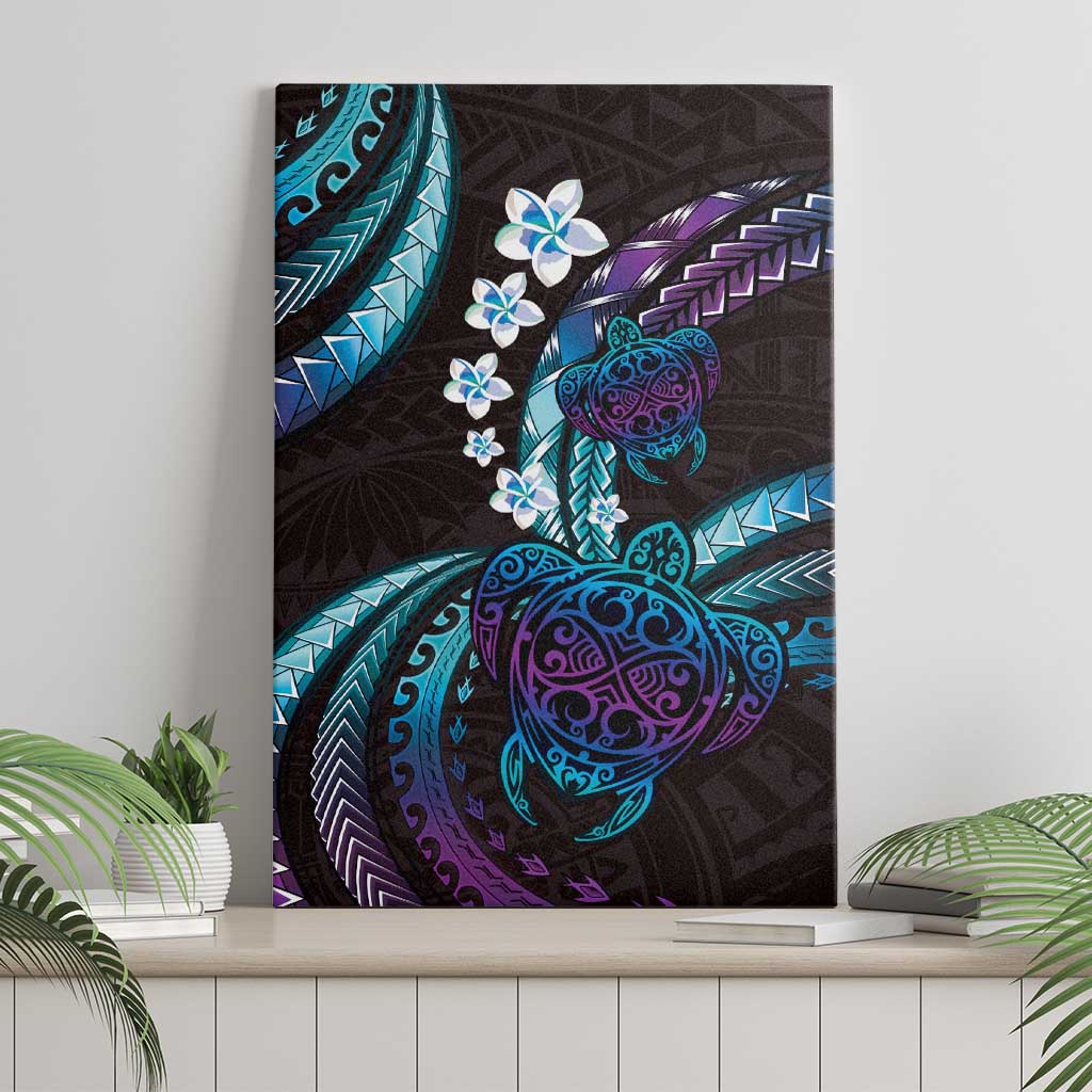 Hawaii Turtles Plumeria Canvas Wall Art Amethyst Gradient Polynesian Pattern LT01 - Polynesian Pride