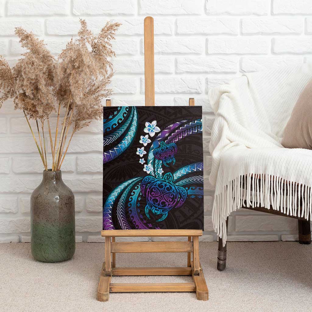 Hawaii Turtles Plumeria Canvas Wall Art Amethyst Gradient Polynesian Pattern LT01 - Polynesian Pride