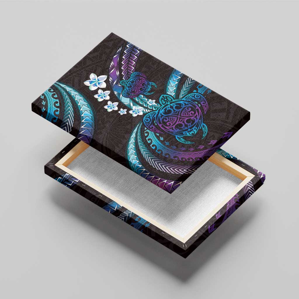 Hawaii Turtles Plumeria Canvas Wall Art Amethyst Gradient Polynesian Pattern LT01 - Polynesian Pride
