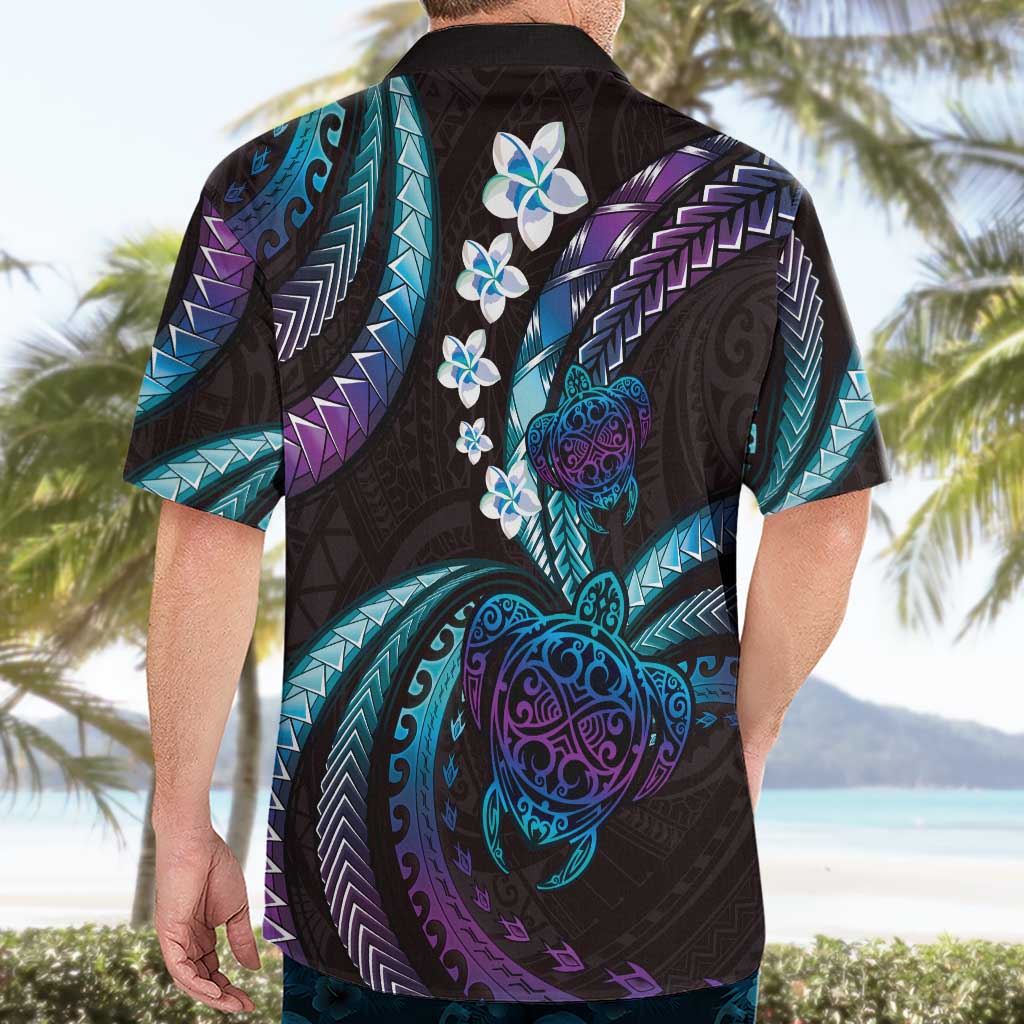 Hawaii Turtles Plumeria Hawaiian Shirt Amethyst Gradient Polynesian Pattern LT01 - Polynesian Pride