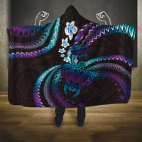 Hawaii Turtles Plumeria Hooded Blanket Amethyst Gradient Polynesian Pattern LT01 - Polynesian Pride