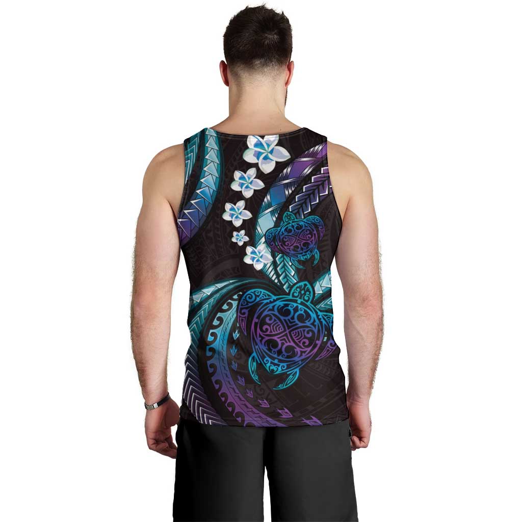 Hawaii Turtles Plumeria Men Tank Top Amethyst Gradient Polynesian Pattern LT01 - Polynesian Pride