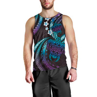 Hawaii Turtles Plumeria Men Tank Top Amethyst Gradient Polynesian Pattern LT01 - Polynesian Pride