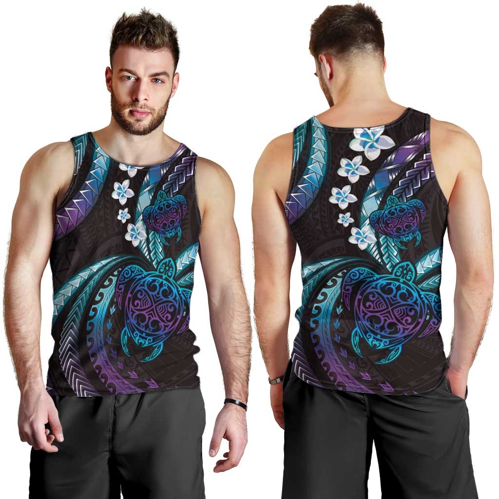 Hawaii Turtles Plumeria Men Tank Top Amethyst Gradient Polynesian Pattern LT01 - Polynesian Pride