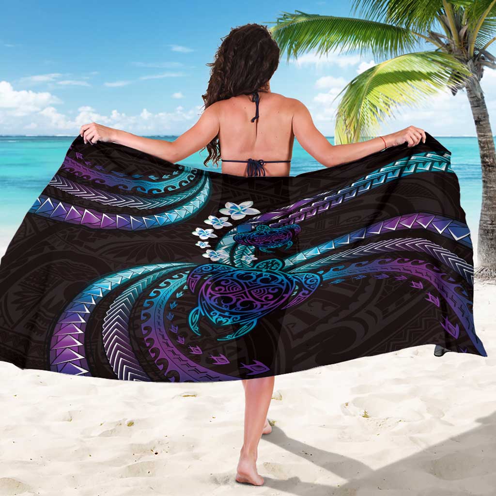 Hawaii Turtles Plumeria Sarong Amethyst Gradient Polynesian Pattern