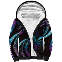 Hawaii Turtles Plumeria Sherpa Hoodie Amethyst Gradient Polynesian Pattern LT01 Unisex Purple - Polynesian Pride