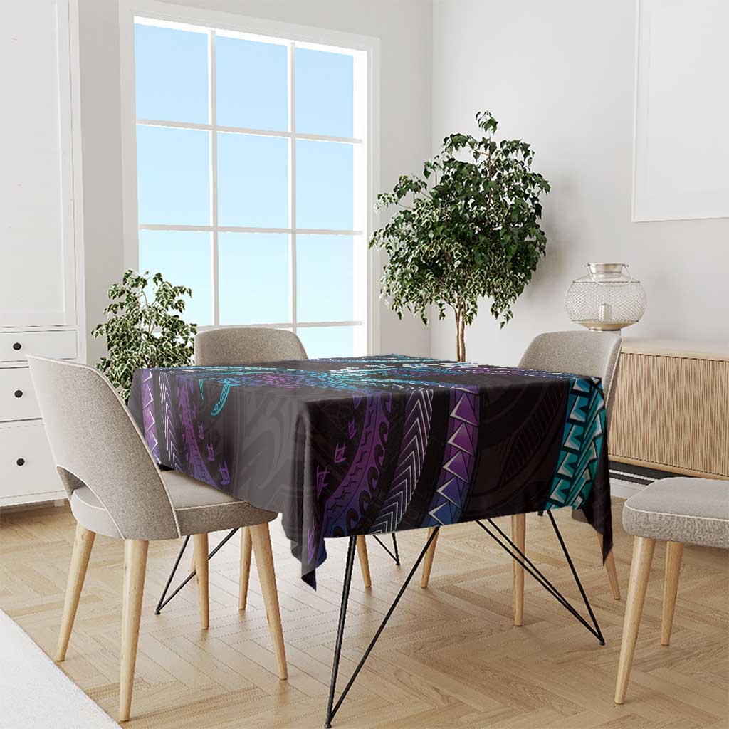 Hawaii Turtles Plumeria Tablecloth Amethyst Gradient Polynesian Pattern LT01 - Polynesian Pride