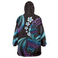 Hawaii Turtles Plumeria Wearable Blanket Hoodie Amethyst Gradient Polynesian Pattern LT01 - Polynesian Pride
