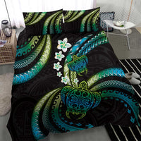 Hawaii Turtles Plumeria Bedding Set Chartreuse Cyan Polynesian Pattern LT01 - Polynesian Pride
