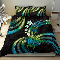 Hawaii Turtles Plumeria Bedding Set Chartreuse Cyan Polynesian Pattern LT01 - Polynesian Pride
