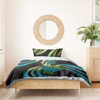 Hawaii Turtles Plumeria Bedding Set Chartreuse Cyan Polynesian Pattern LT01 - Polynesian Pride