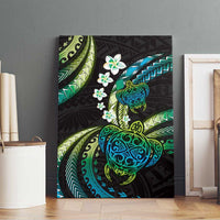 Hawaii Turtles Plumeria Canvas Wall Art Chartreuse Cyan Polynesian Pattern LT01 - Polynesian Pride