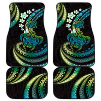 Hawaii Turtles Plumeria Car Mats Chartreuse Cyan Polynesian Pattern