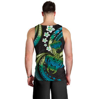 Hawaii Turtles Plumeria Men Tank Top Chartreuse Cyan Polynesian Pattern LT01 - Polynesian Pride