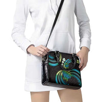 Hawaii Turtles Plumeria Shoulder Handbag Chartreuse Cyan Polynesian Pattern