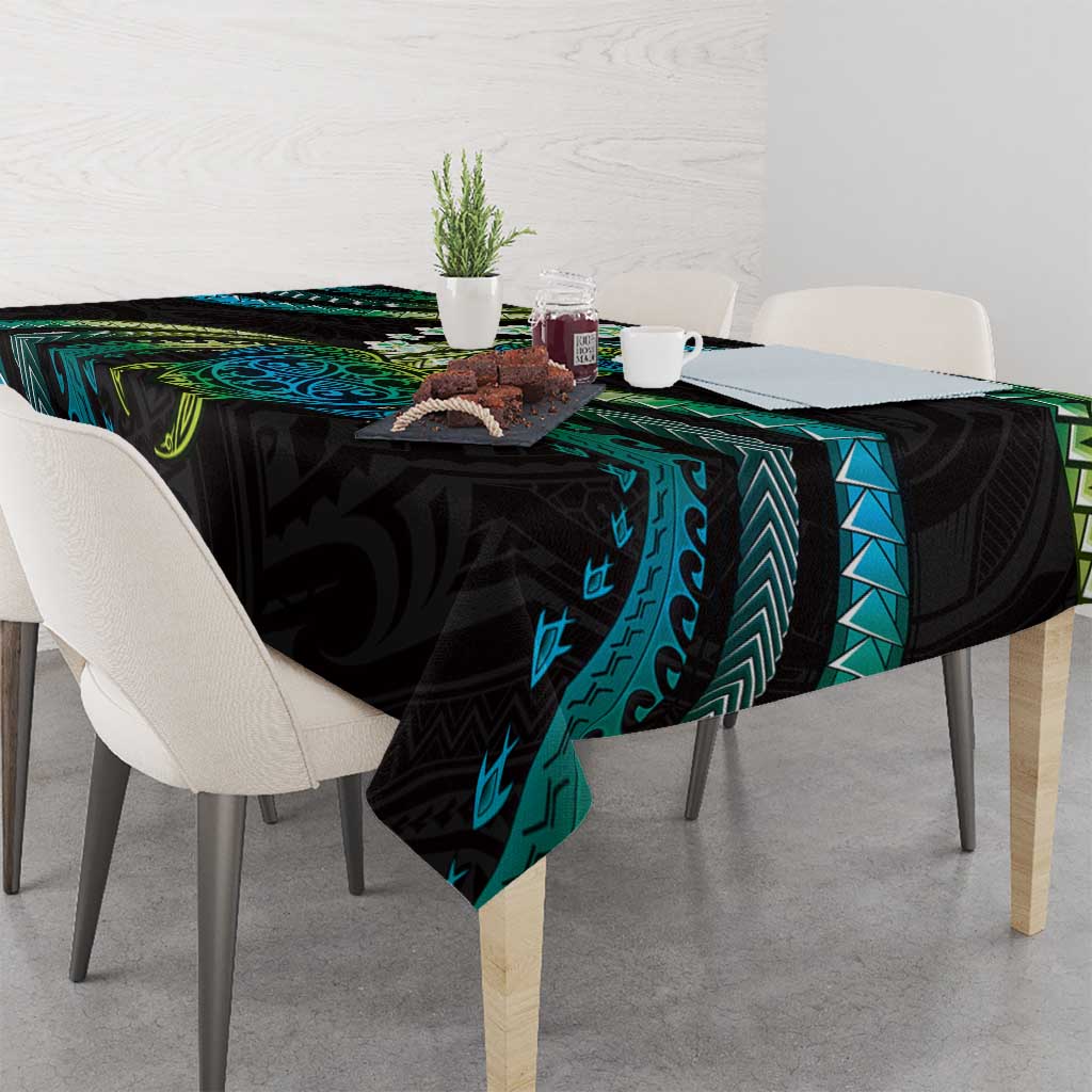 Hawaii Turtles Plumeria Tablecloth Chartreuse Cyan Polynesian Pattern LT01 - Polynesian Pride