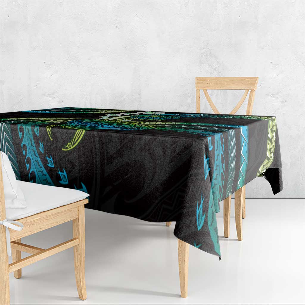 Hawaii Turtles Plumeria Tablecloth Chartreuse Cyan Polynesian Pattern LT01 - Polynesian Pride