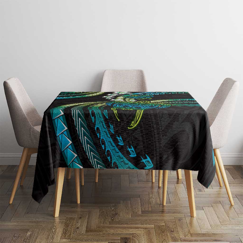 Hawaii Turtles Plumeria Tablecloth Chartreuse Cyan Polynesian Pattern LT01 - Polynesian Pride