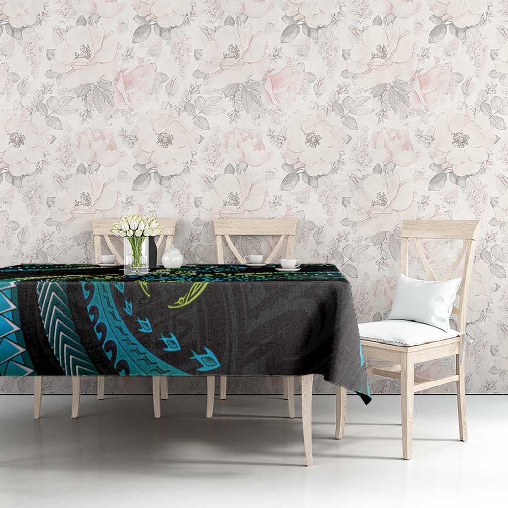 Hawaii Turtles Plumeria Tablecloth Chartreuse Cyan Polynesian Pattern LT01 - Polynesian Pride