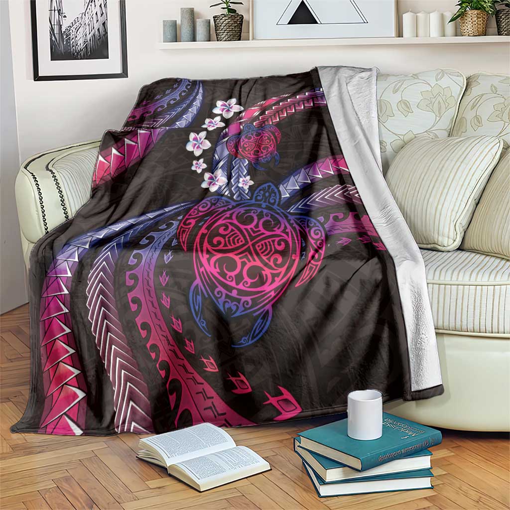 Hawaii Turtles Plumeria Blanket Sweet Gradient Polynesian Pattern LT01 Pink - Polynesian Pride