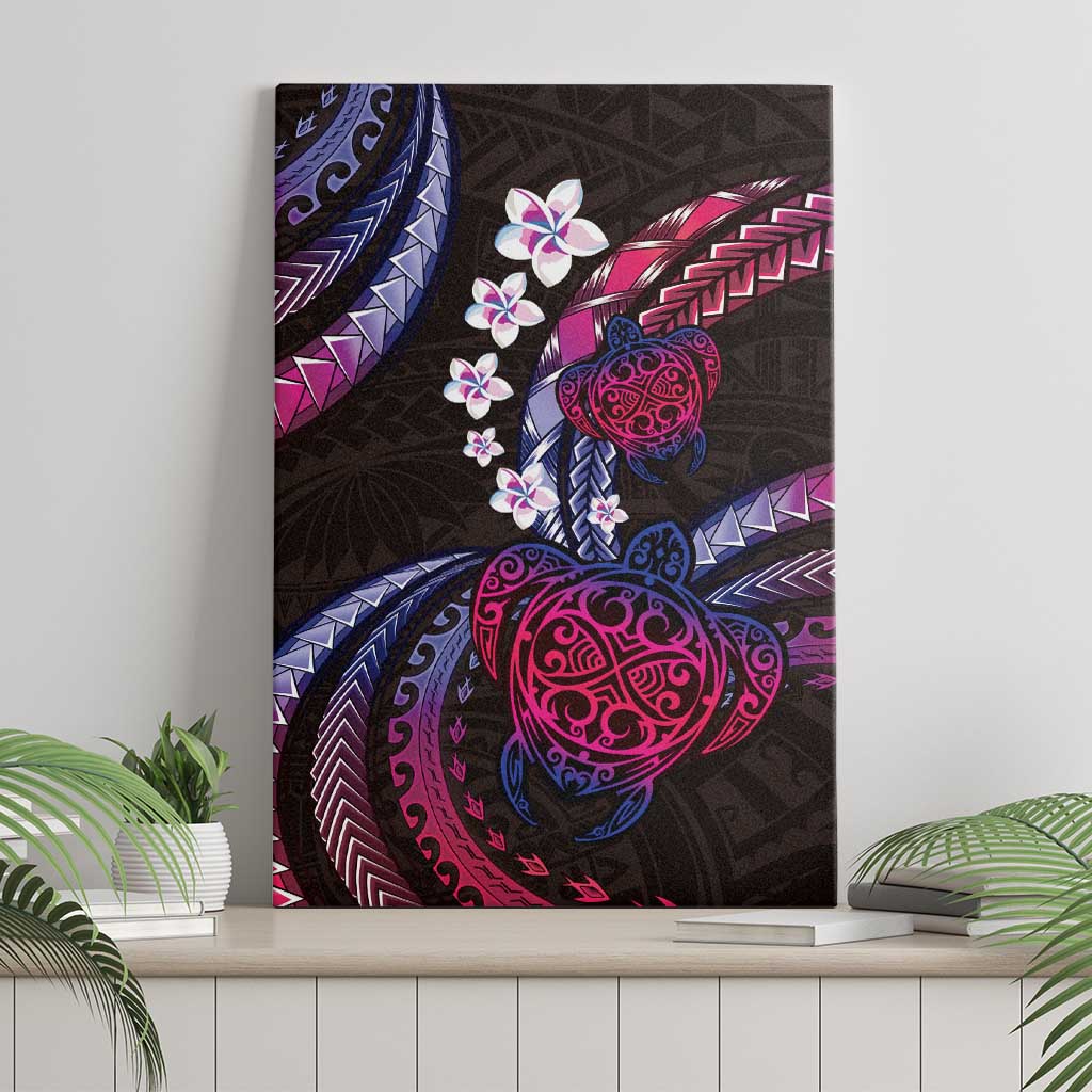 Hawaii Turtles Plumeria Canvas Wall Art Sweet Gradient Polynesian Pattern LT01 - Polynesian Pride