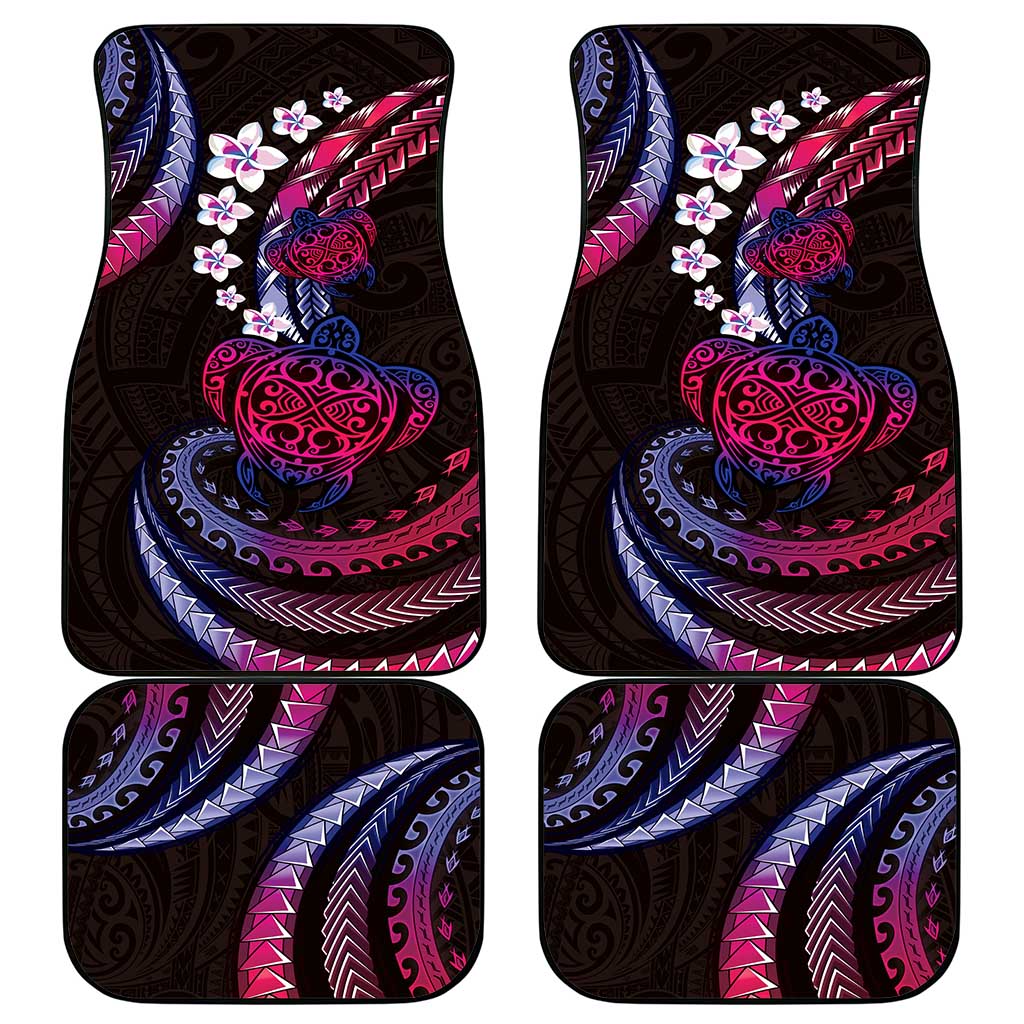 Hawaii Turtles Plumeria Car Mats Sweet Gradient Polynesian Pattern